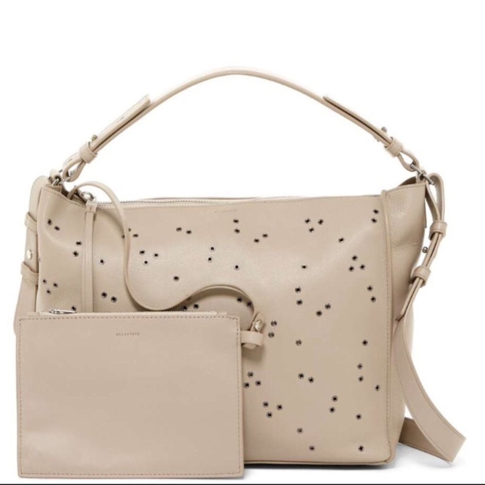 🆕 ALL SAINTS studded leather crossbody bag +pouch